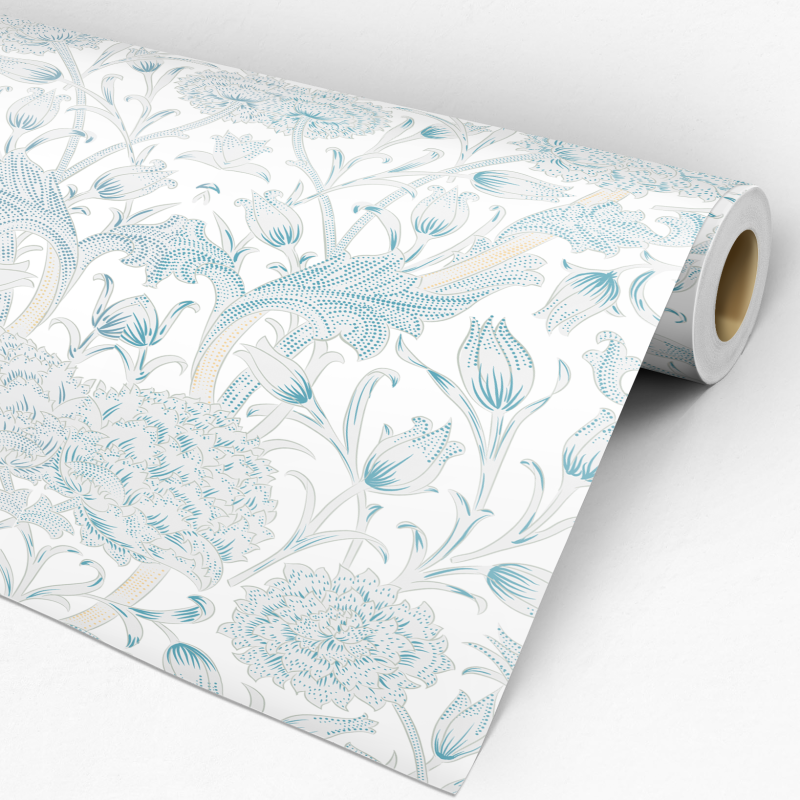 Papel pintado floral rosas blancas 60cm por 250cm