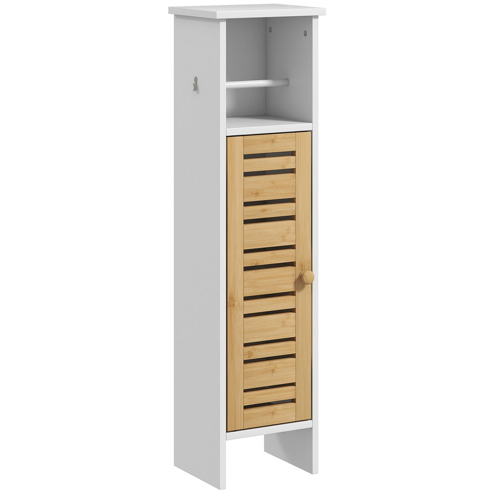 Columna de baño 21x17x78 cm mdf, bambú color blanco Homcom, hogar - baño