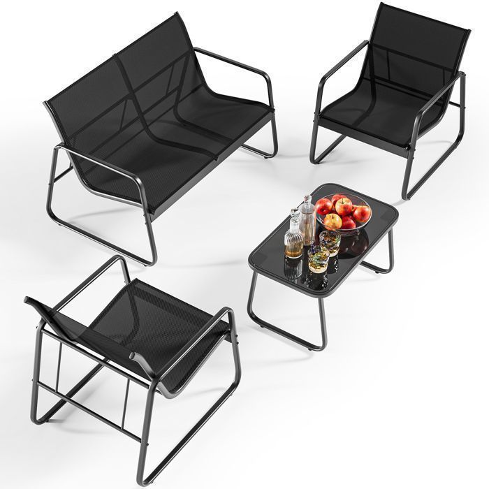 Conjunto salón bajo jardín - negro - 4 plazas