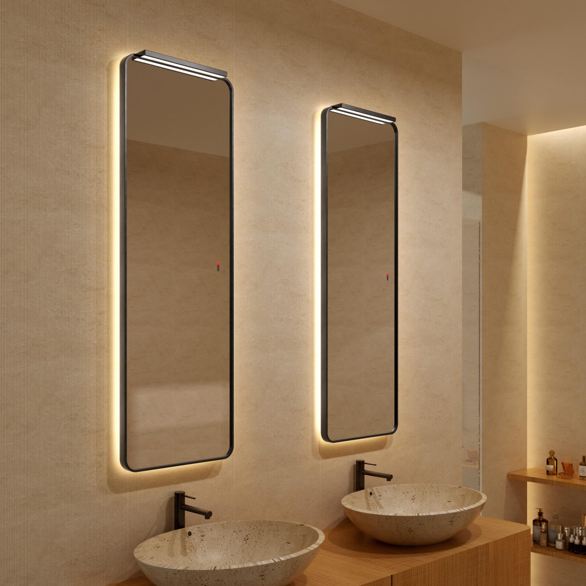 LEDimex - espejo baño con luz LED y antivaho 120x40cm con marco negro