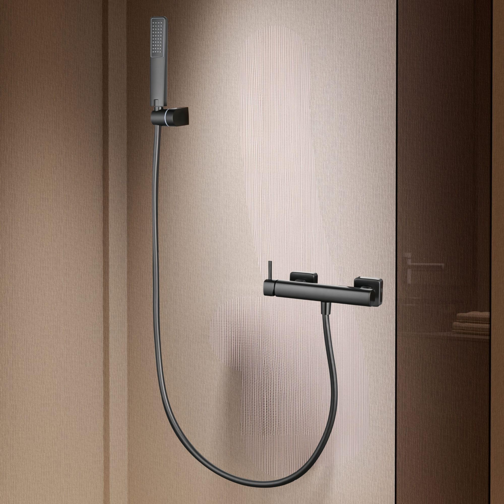 Imex - grifo ducha monomando con alcachofa y manguera negro serie toscana
