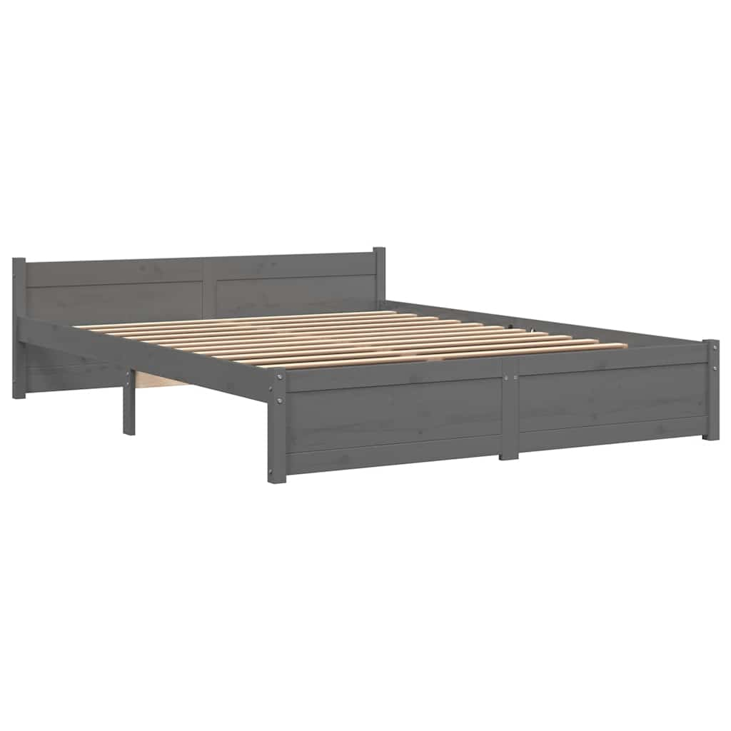 vidaXL estructura cama doble sin colchón madera maciza gris 135x190 cm