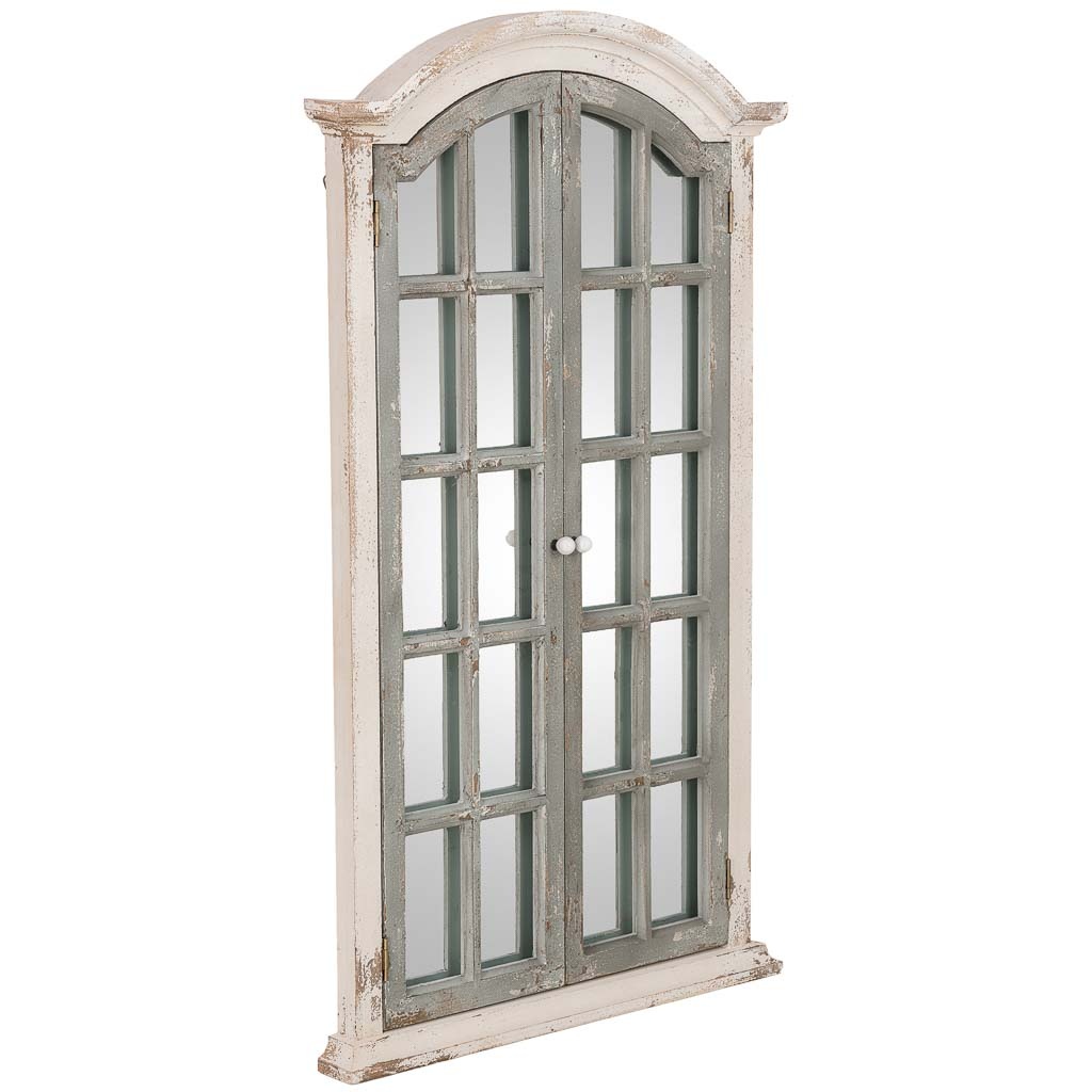 Espejo de pared de madera blanco y verde 73x7x122 cm