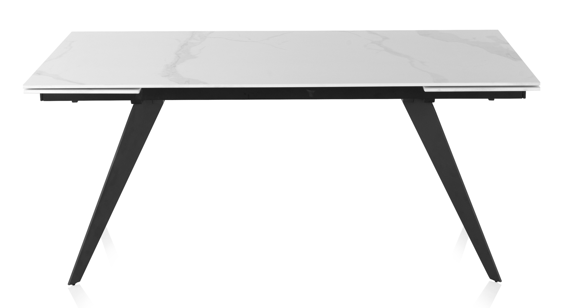 Mesa extensible blanca tapa de cerámica, negro 180/260x95, 180x95x76cm