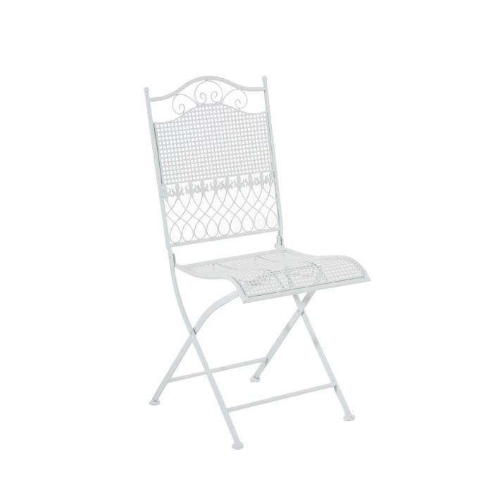 Silla plegable de hierro forjado - blanca - 91 cm