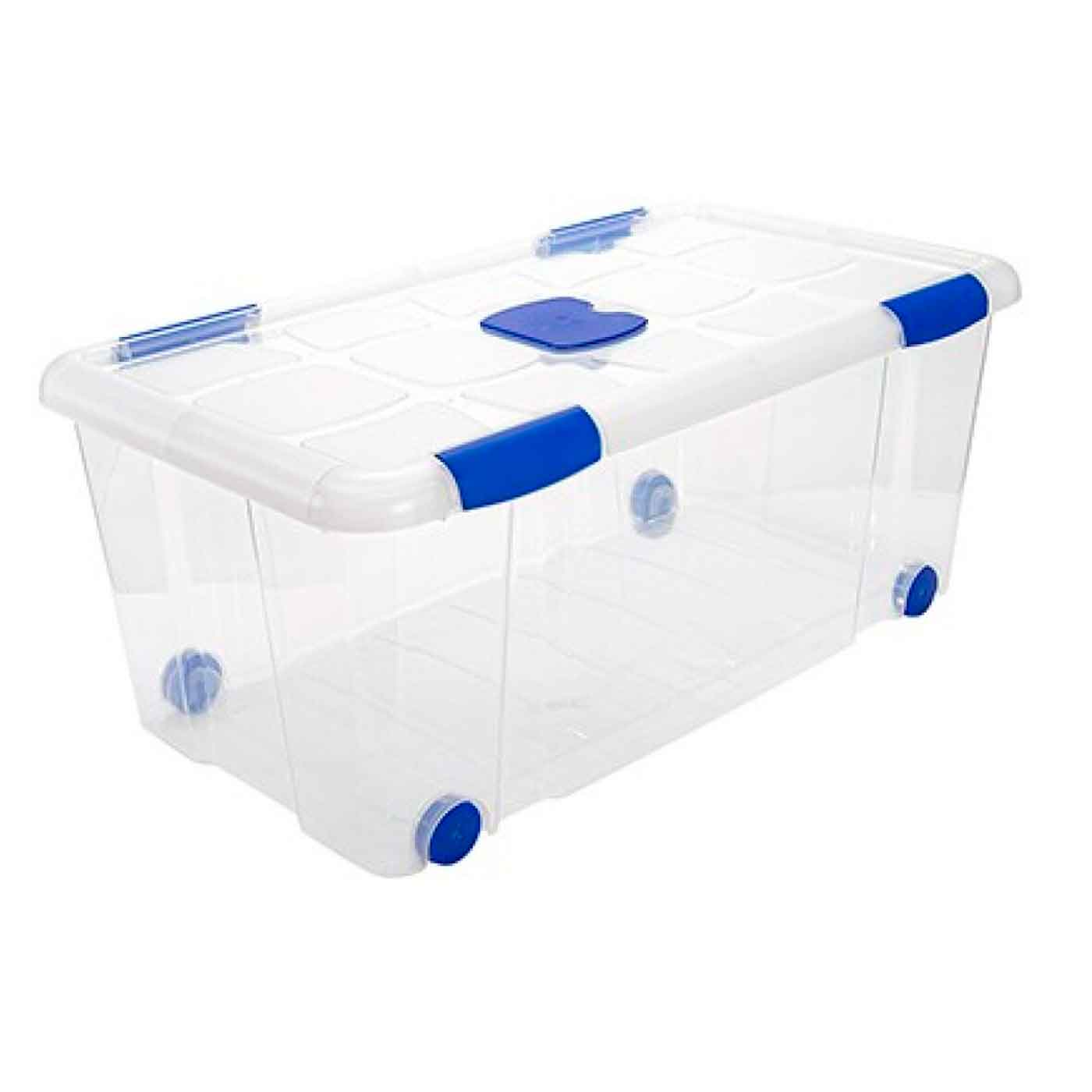Caja de plástico tradineur nº7 transparente con ruedas, 61 l