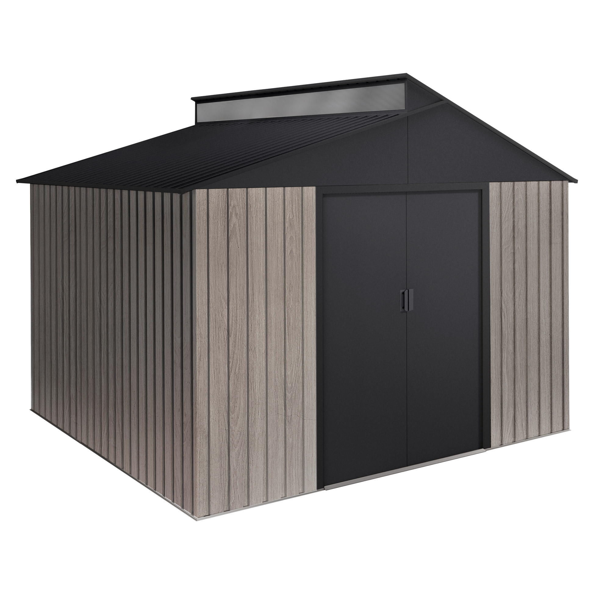 Caseta jardín robin t2 7,25 m² efecto madera, tragaluz y puertas correderas