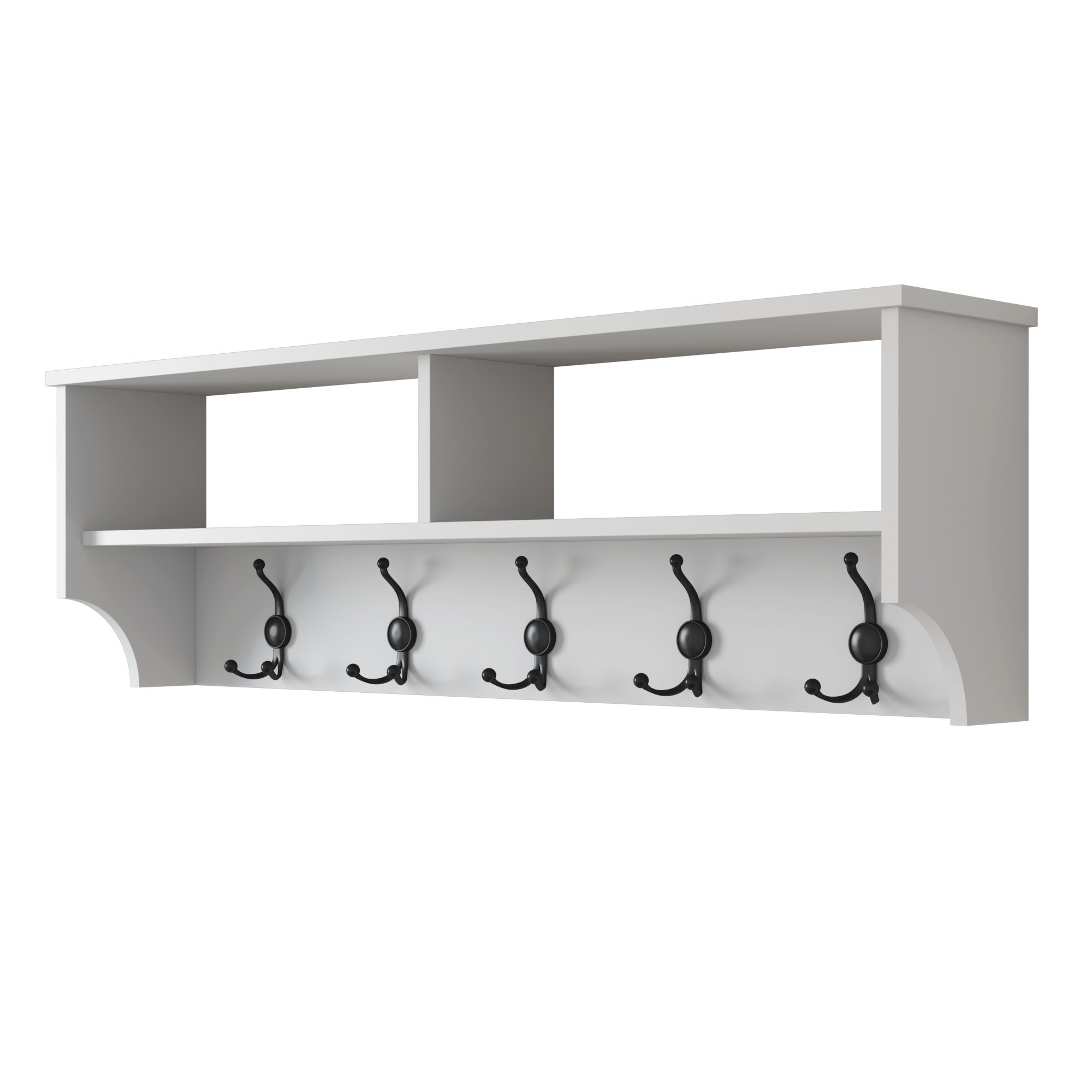 Perchero de madera "pino" - 120 x 22 x 37 cm - blanco