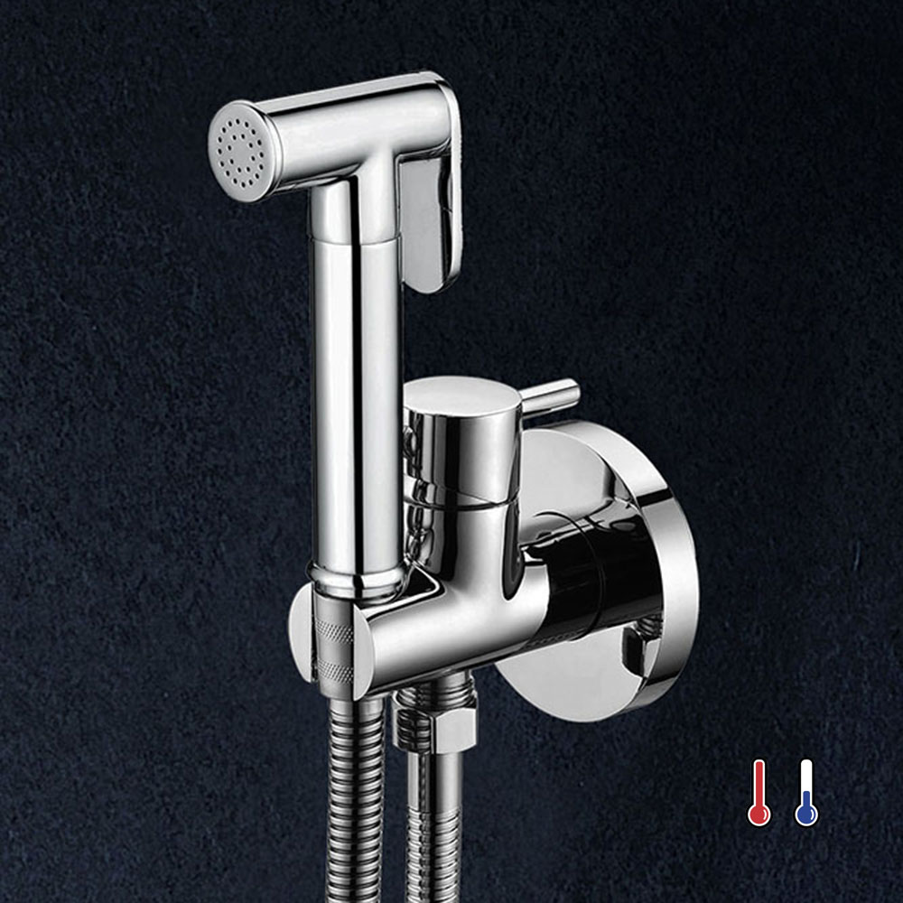 Kibath grifo wc higiene íntima 2 aguas cromo fabricado en latón