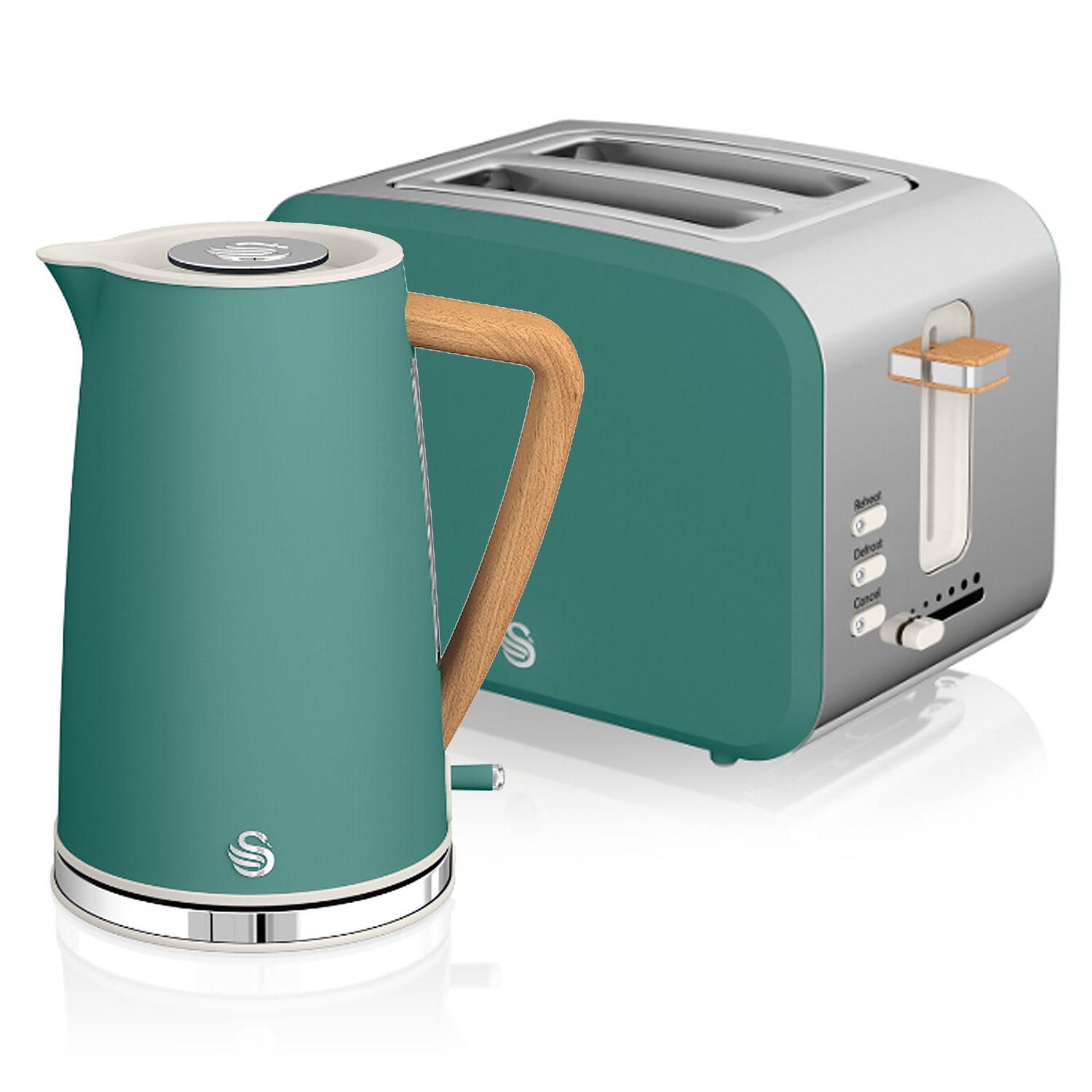 Nordic set desayuno, hervidor agua 1,7 l, tos swan stp2090greneu verde