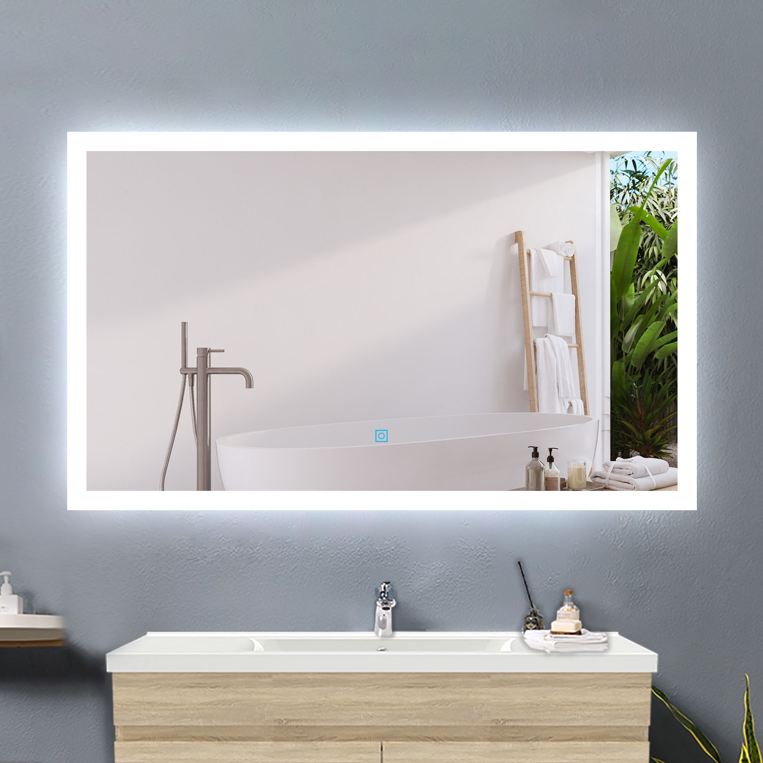 Espejo de baño LED 100×60cm ++ antivaho + interruptor táctil