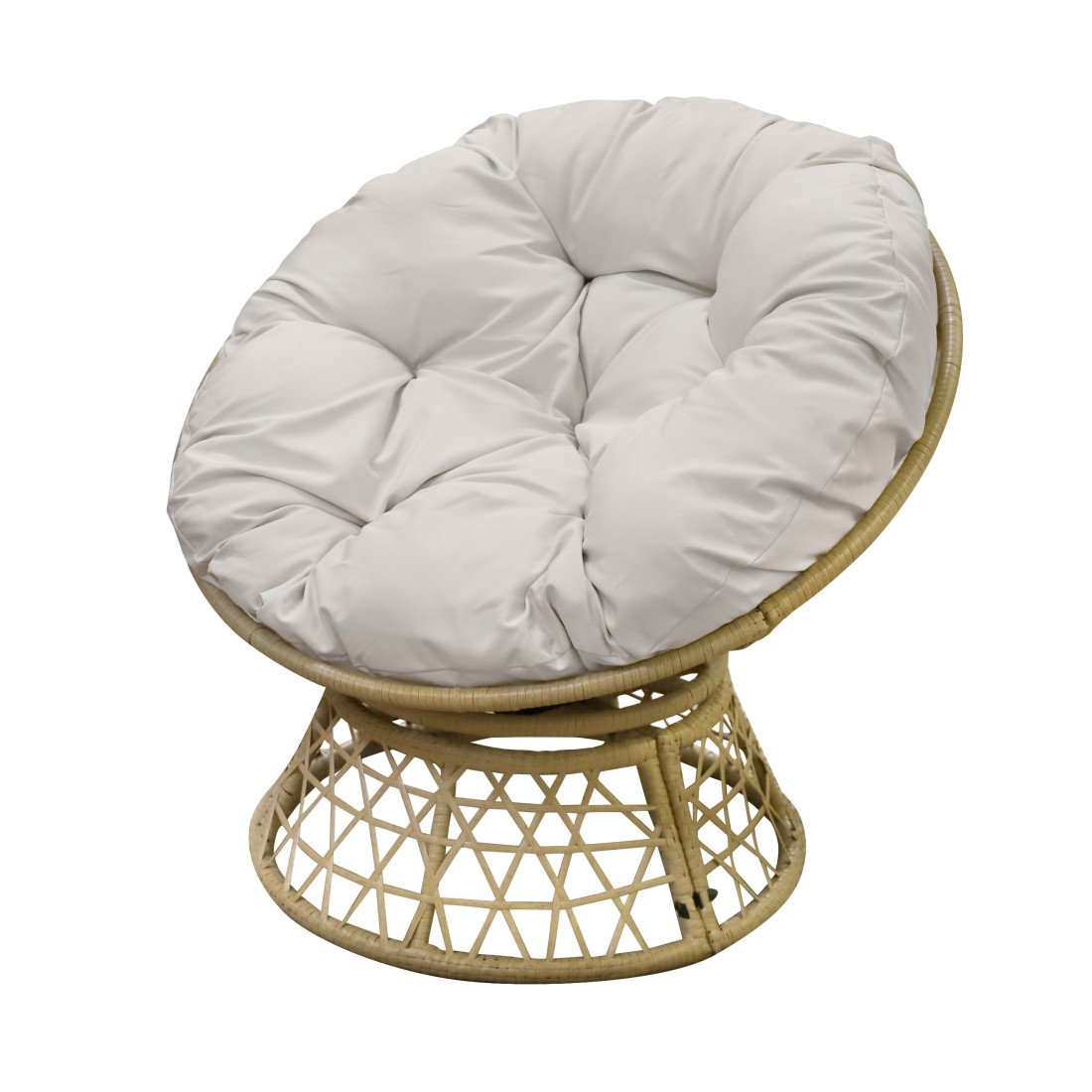 Sillón de jardín en resina trenzada beige con cojín gris claro – 96x85x80 c