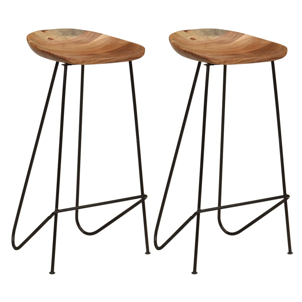 vidaXL taburetes de cocina 2 unidades madera maciza de acacia