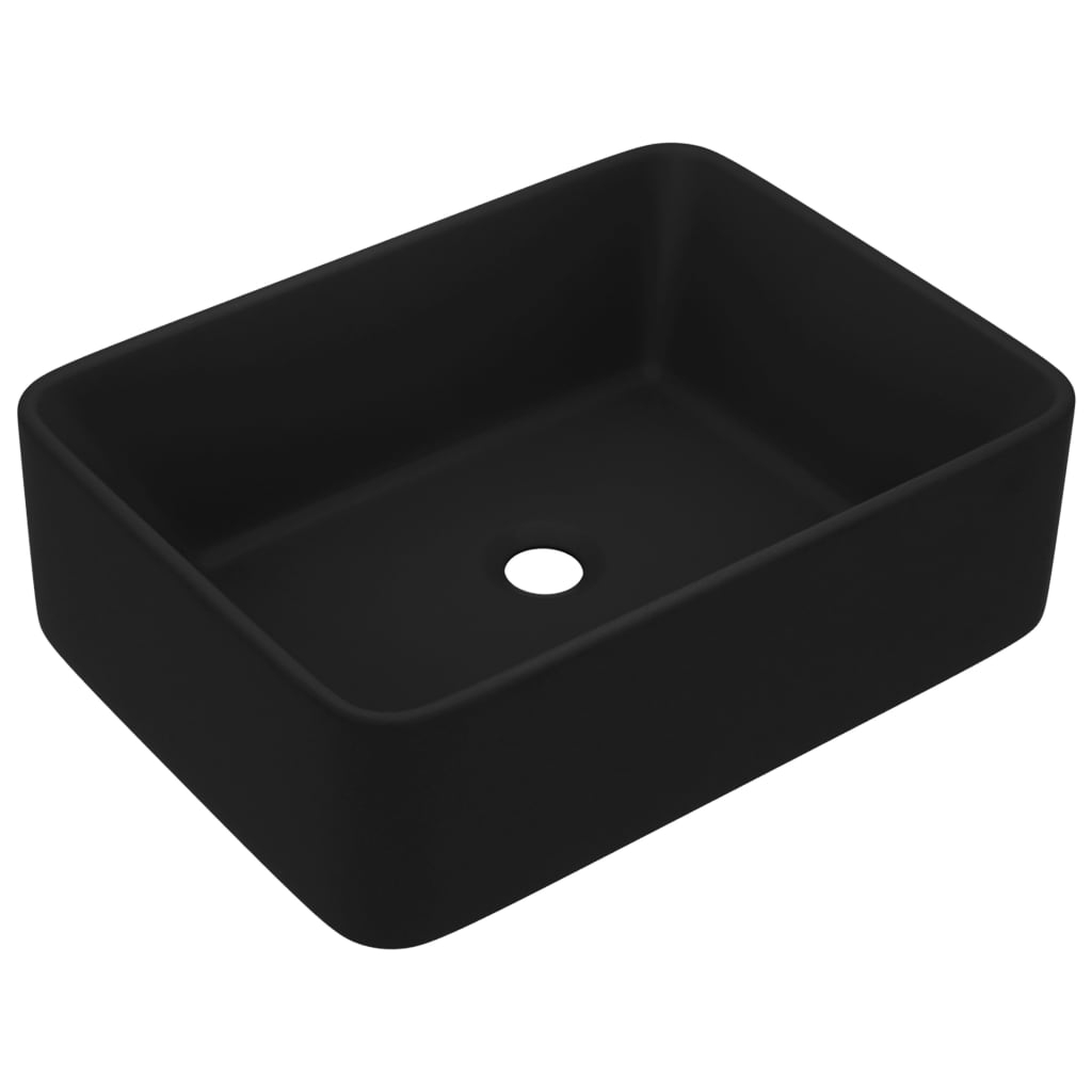 vidaXL lavabo de lujo de cerámica negro mate 41x30x12 cm