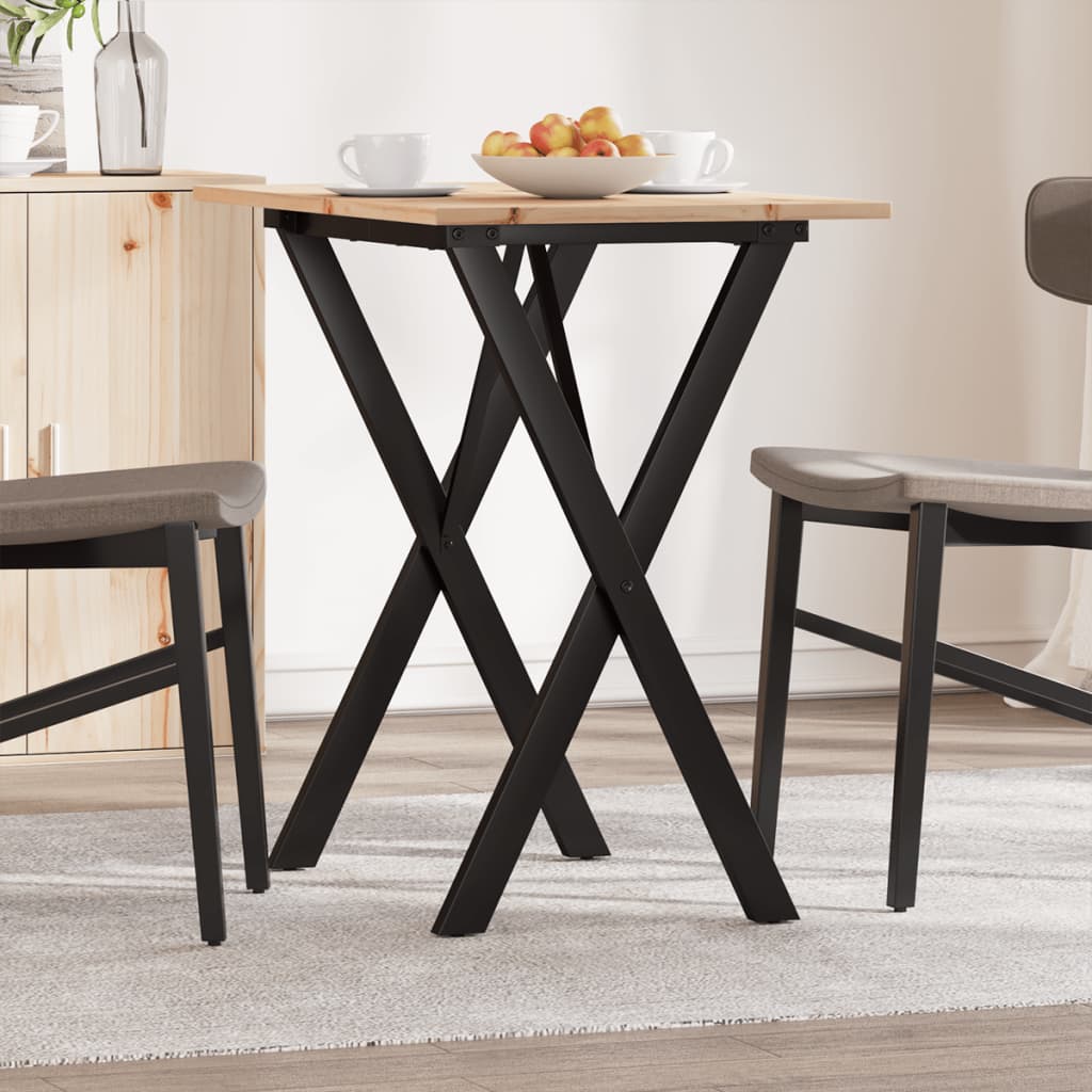 Mesa de comedor marco x madera maciza pino y acero 80x50x75 cm oif877579