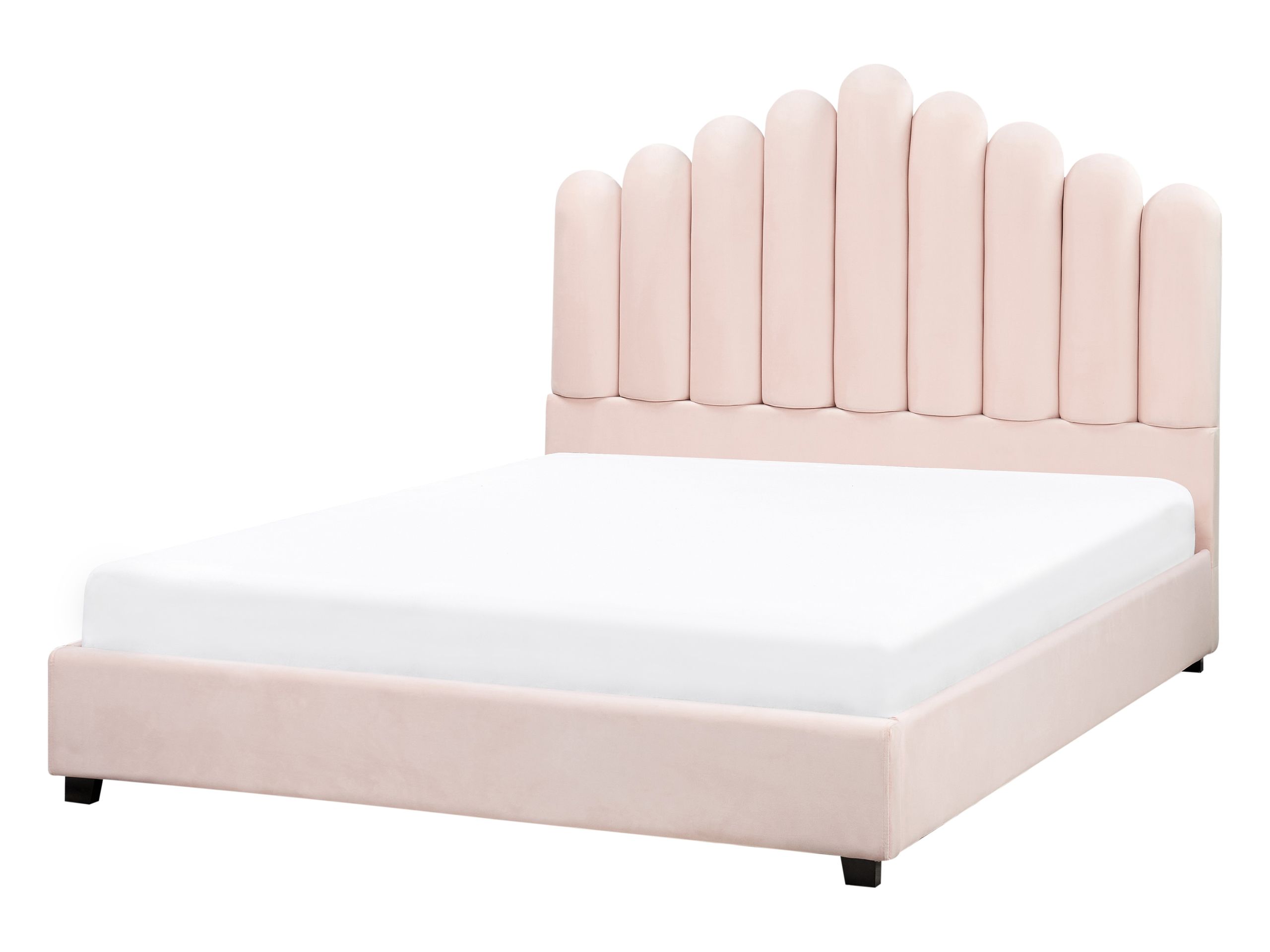 Cama terciopelo vincennes 140 x 200 cm rosa pastel