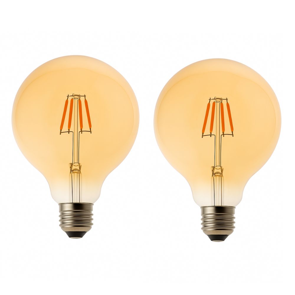Pack x2 bombilla LED globo g125 E27 filamento 8w 700lm. Luz cálida 2700k