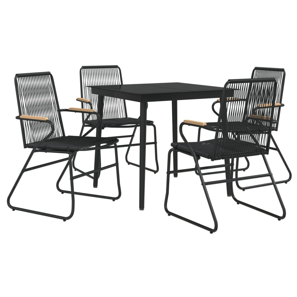 vidaXL juego de comedor de jardín 5 piezas ratán PVC negro