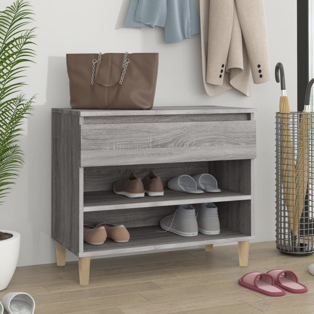 Mueble zapatero madera contrachapada gris sonoma 70x36x60 cm esxt4018