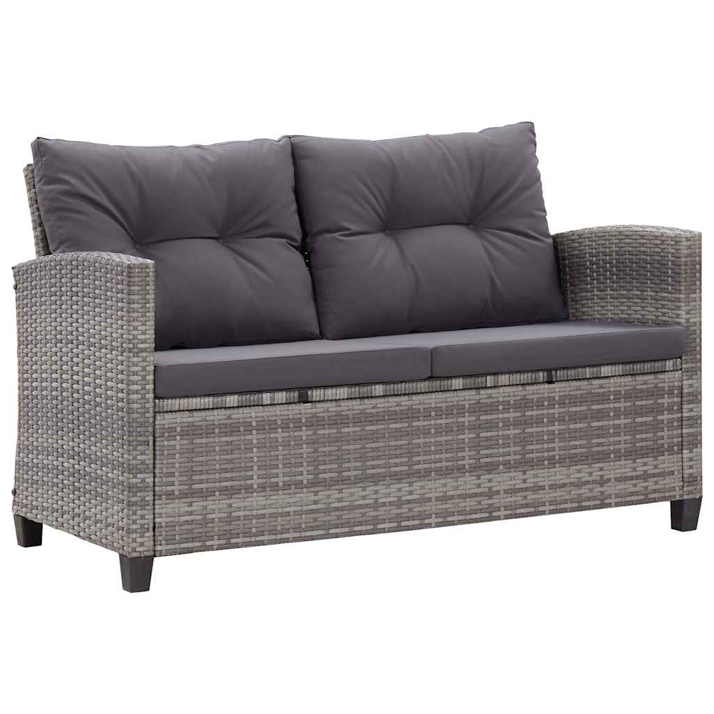 vidaXL sofá de jardín 2 plazas y cojines ratán sintético gris 124 cm