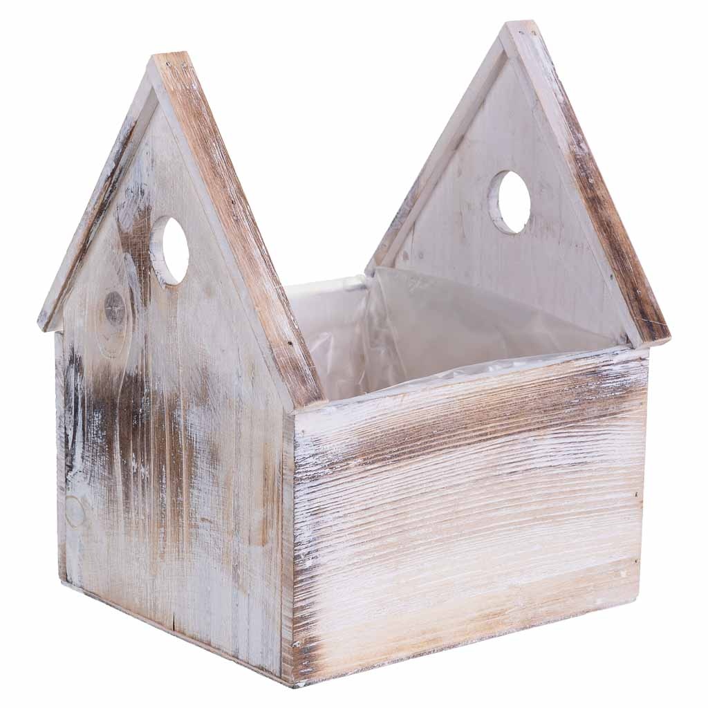 Soporte macetero de madera cuadrado 20x18x26/12h cm