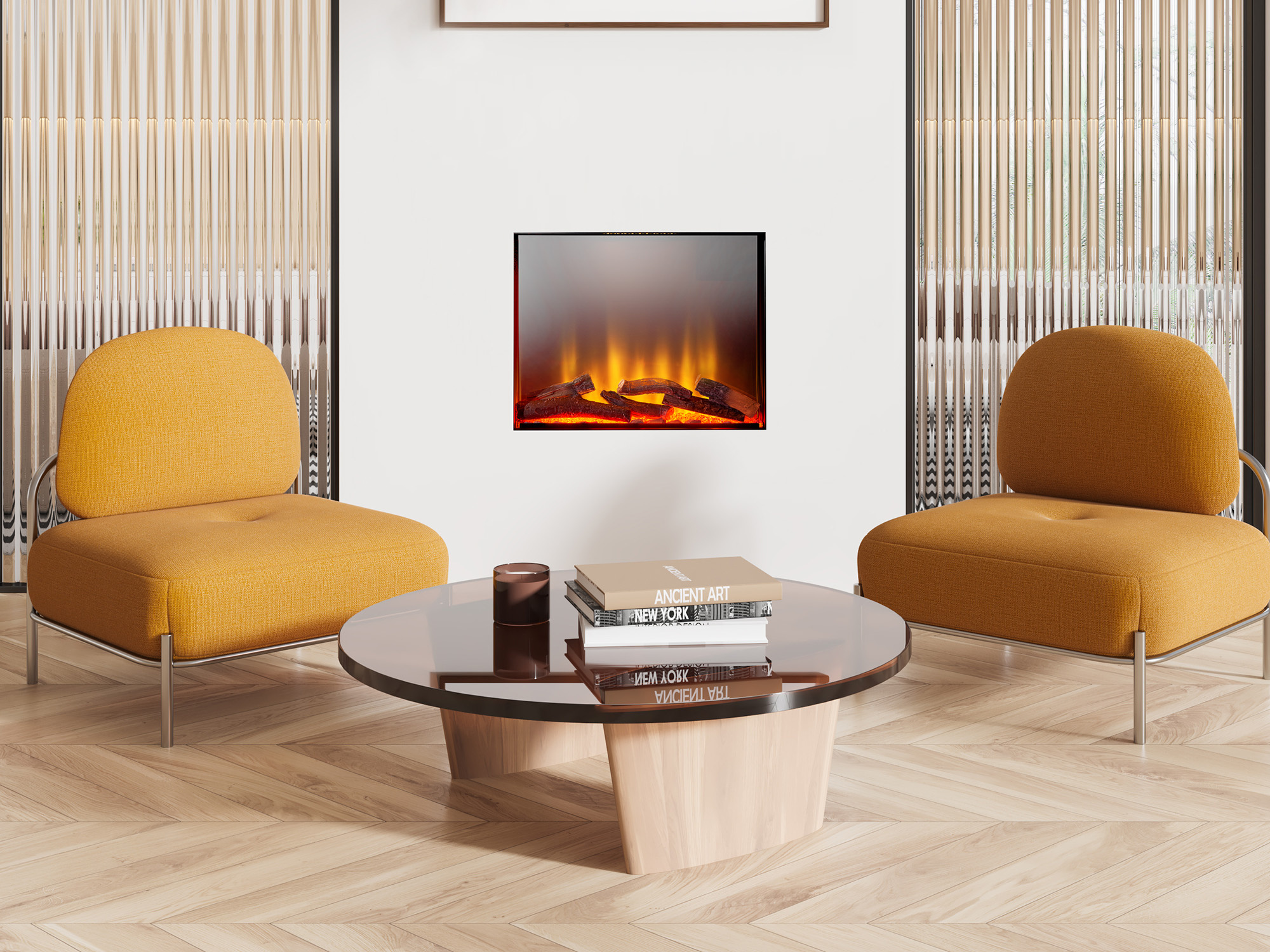 Chimenea eléctrica de pared totalmente empotrada acantha aspire 50 sq