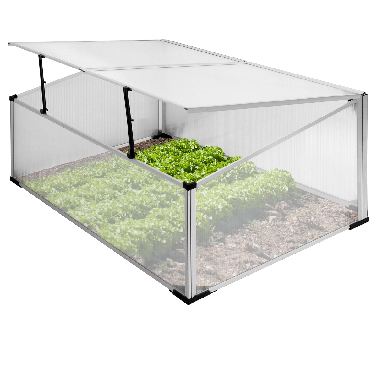 Invernadero de policarbonato con marco techo 100x60x40 cm ecd germany
