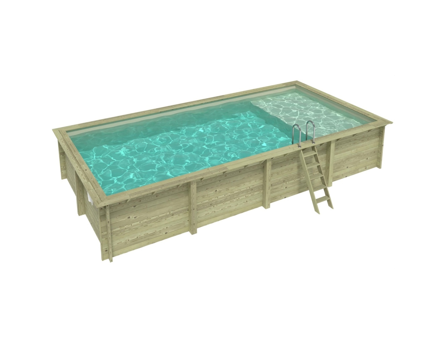 Piscina de madera aqua 8.5x4.35 – h.1.45 m con playa, arena, - sin solera