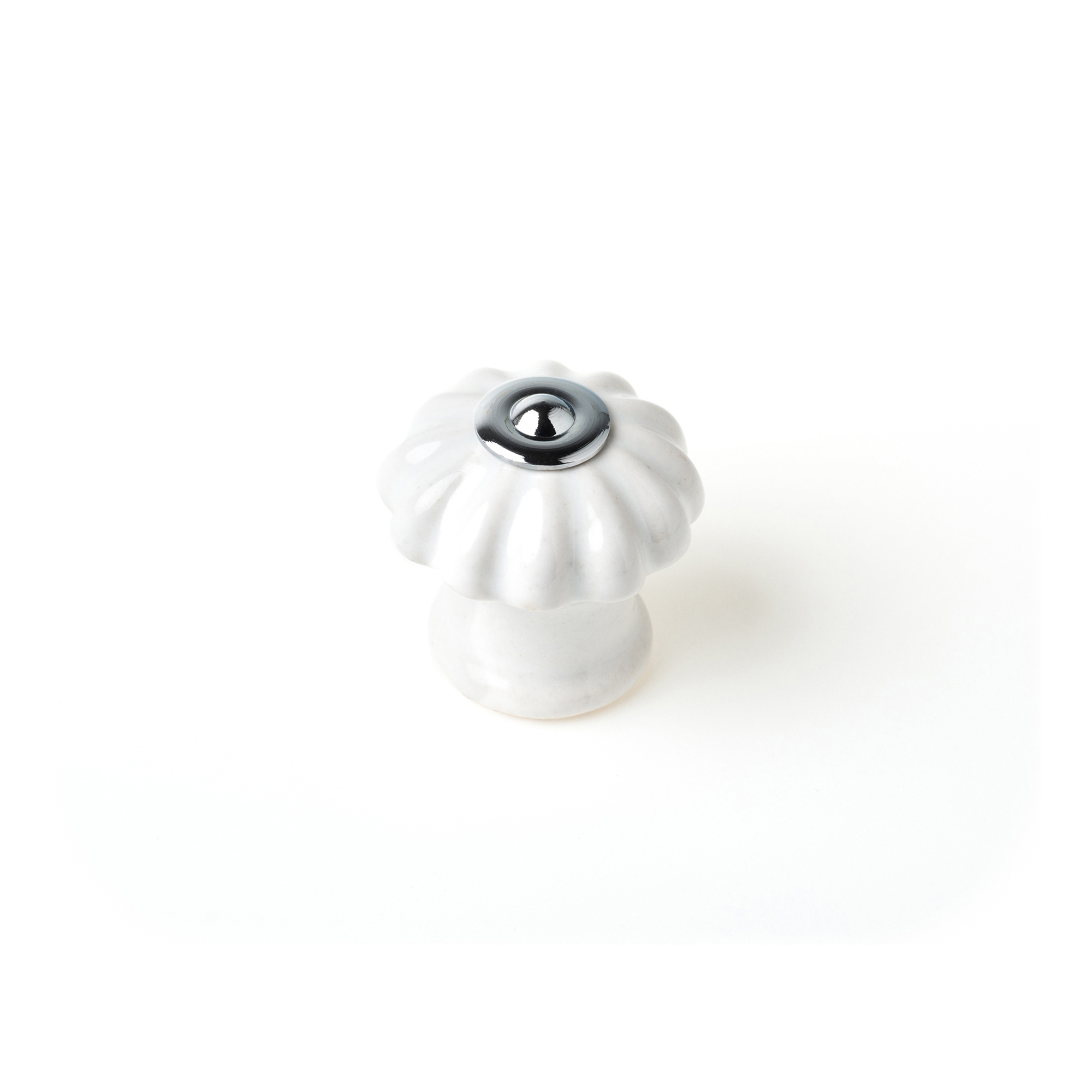 Pomo para mueble rei e524 | 28x28 mm | blanco | porcelana - acero