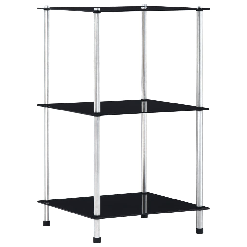 vidaXL estantería 3 niveles cristal templado negro 40x40x67 cm