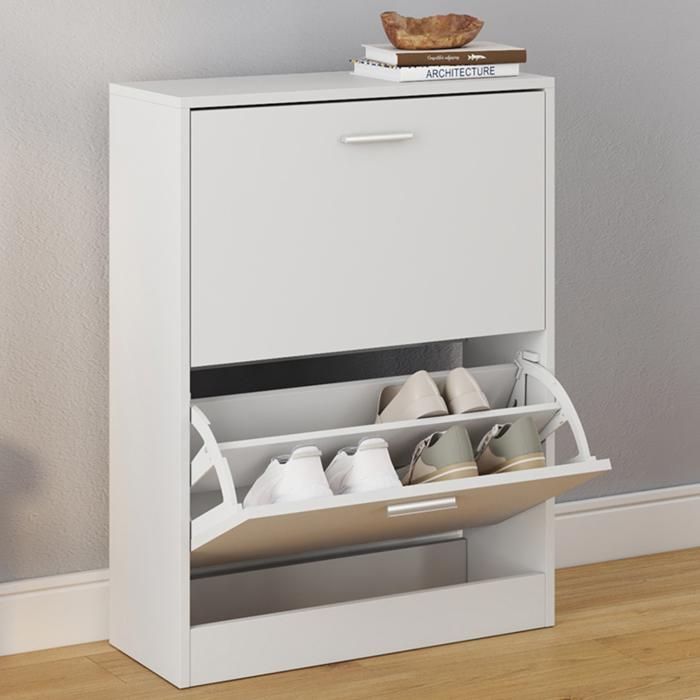 Mueble zapatero blanco de 2 puertas 60x24x80 cm