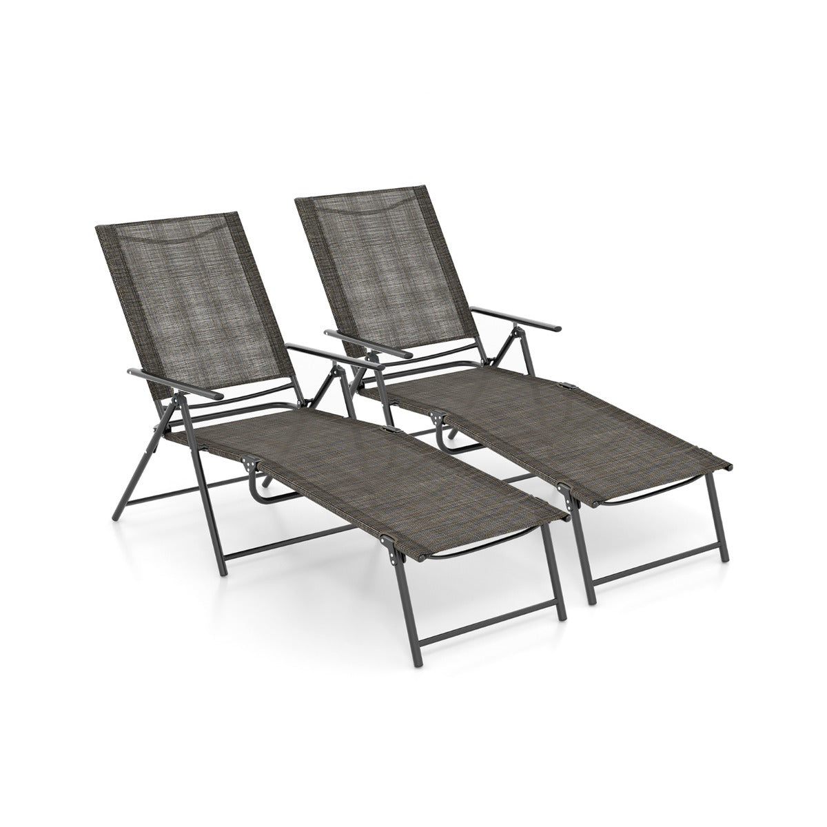 Juego de 2 tumbonas plegables reclinables 156-189 x 64