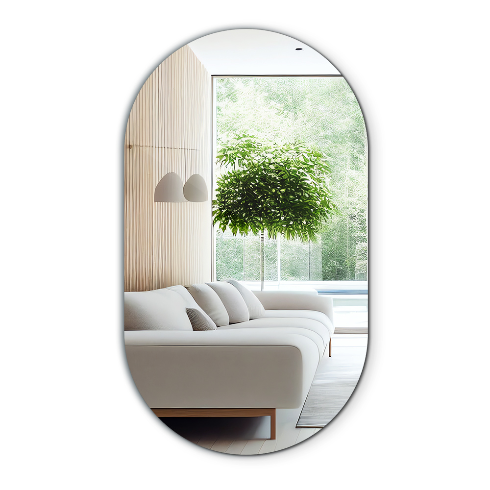 Espejo óvalo grande de pared minimalista sin marco moderno 58x100 cm