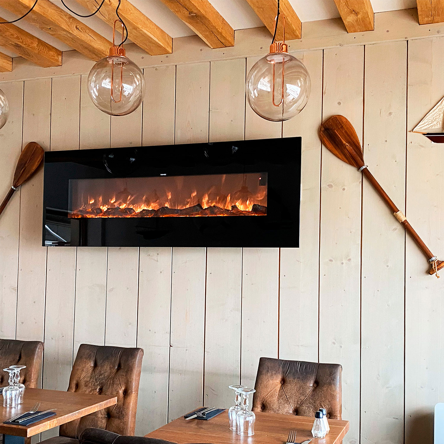 Chimenea electrica mural sined caminetto aprica negra