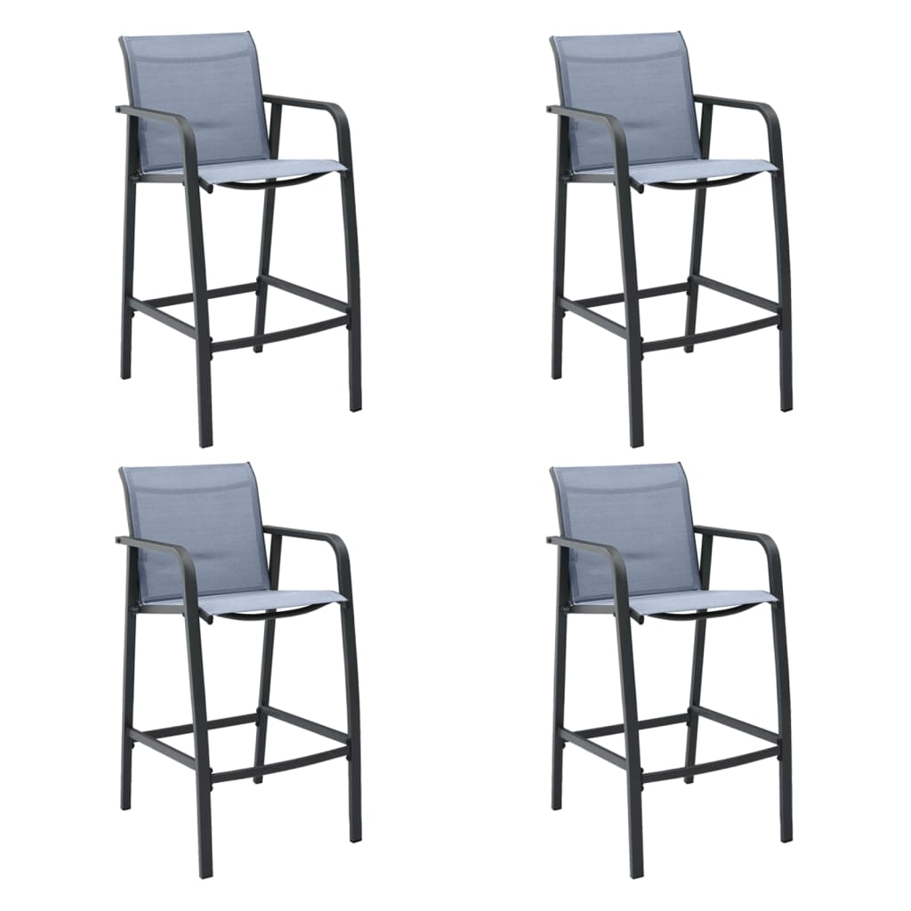 vidaXL sillas altas de jardín 4 unidades textilene gris