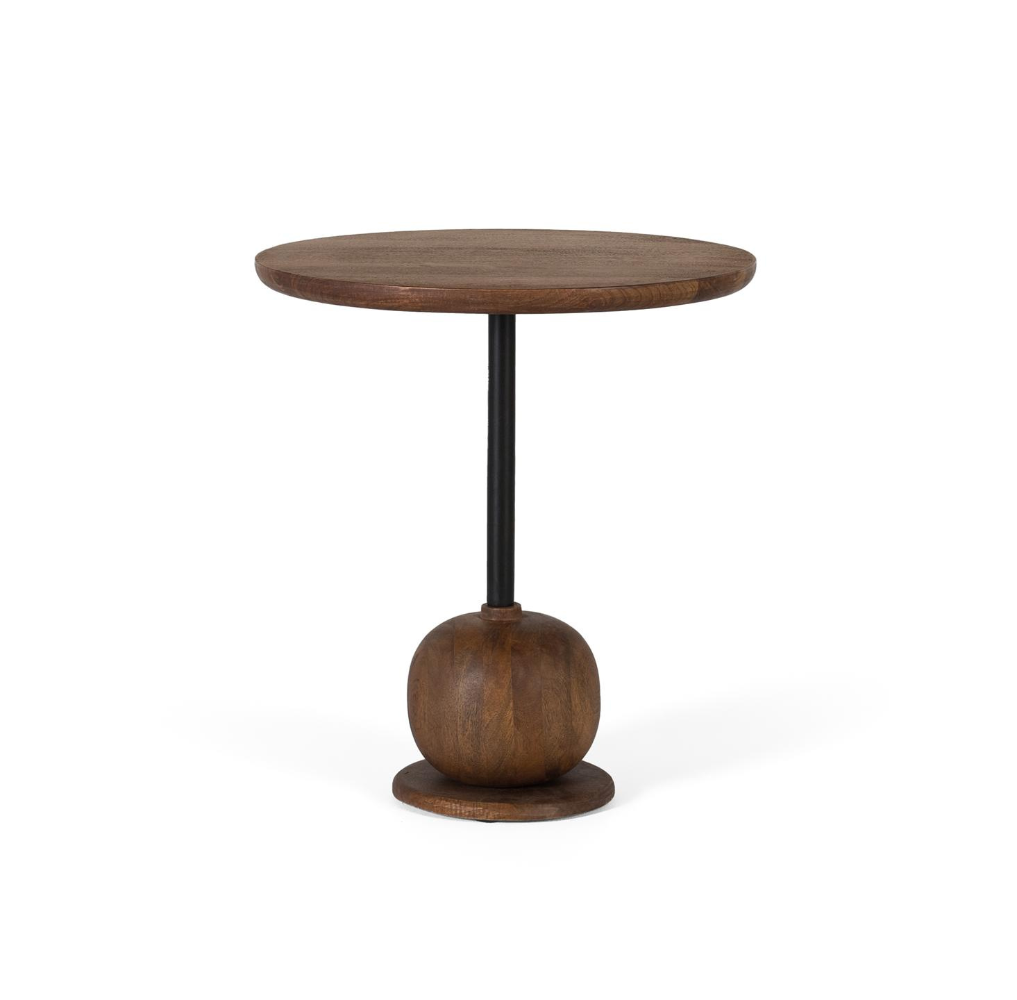 Mesa auxiliar de madera de mango y metal en color avellana 45 cm