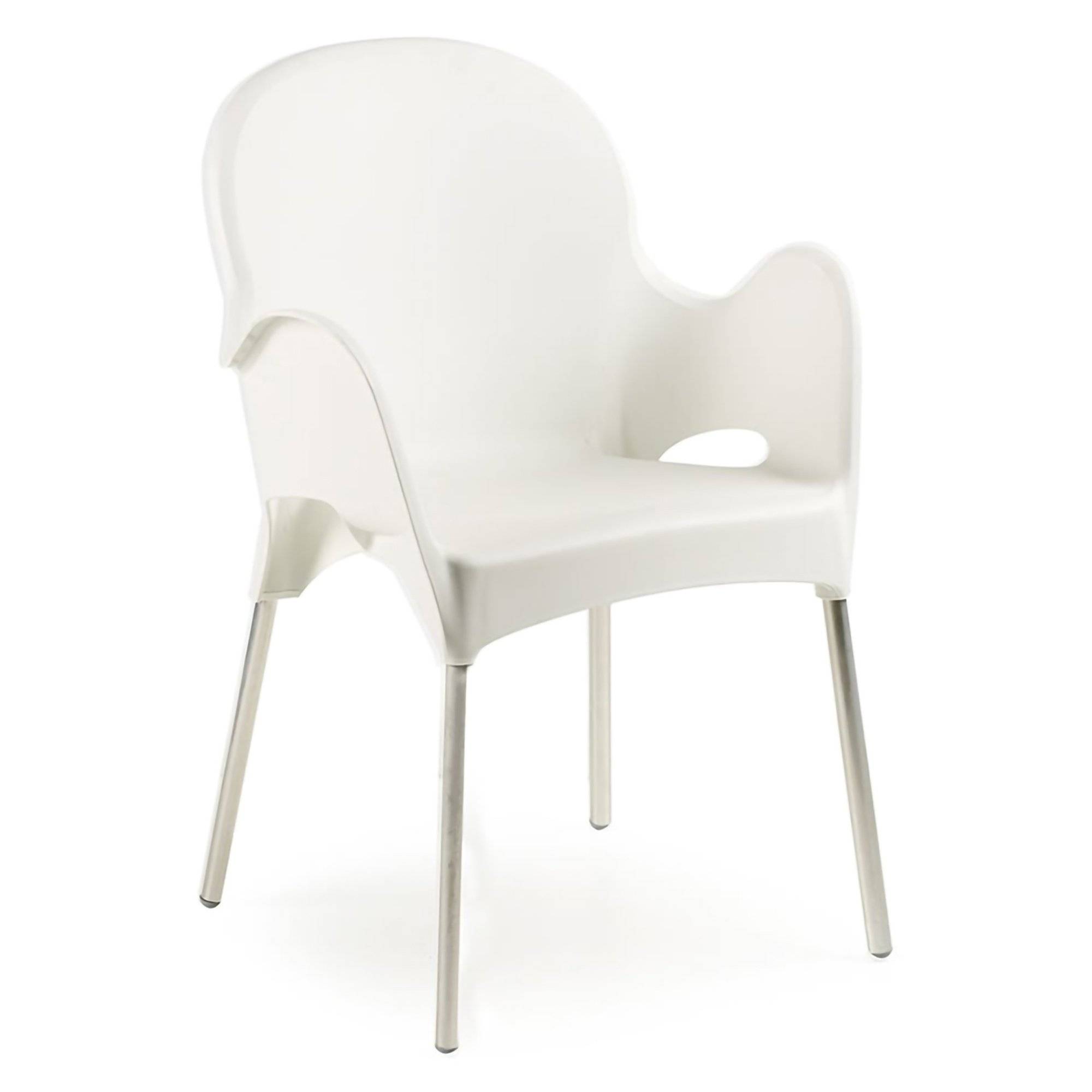 Silla de exterior vashti, apilable, plástico blanco