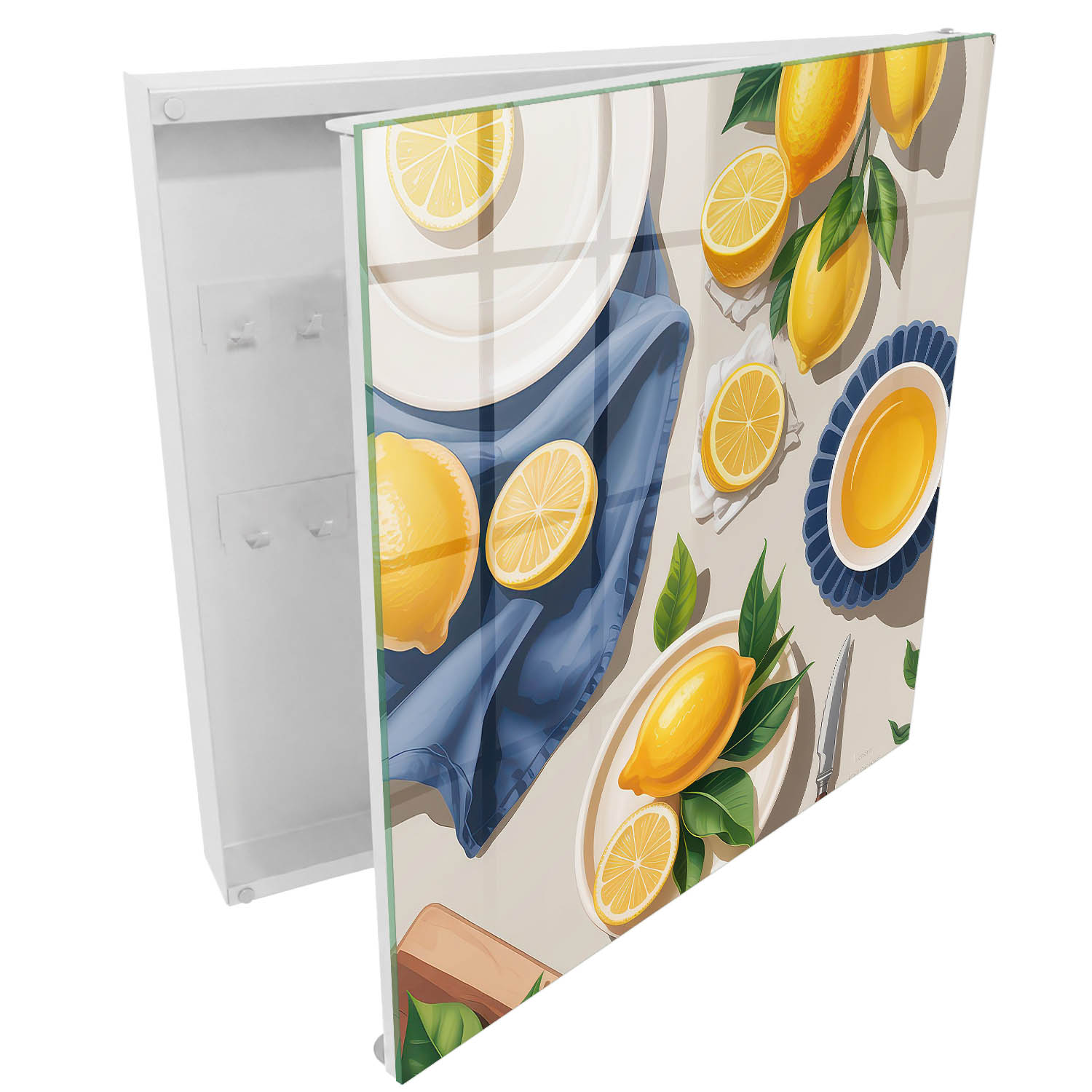 Guardallaves decorativo 30x30x5 mesa de limones, apertura derecha