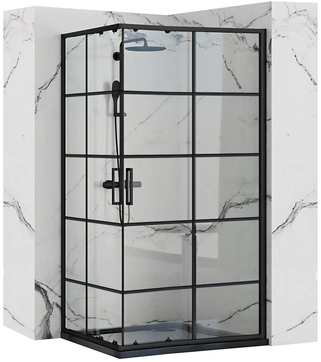 Rea cabina de ducha concept black 80x100 sin plato de ducha, 78x98x190 cm