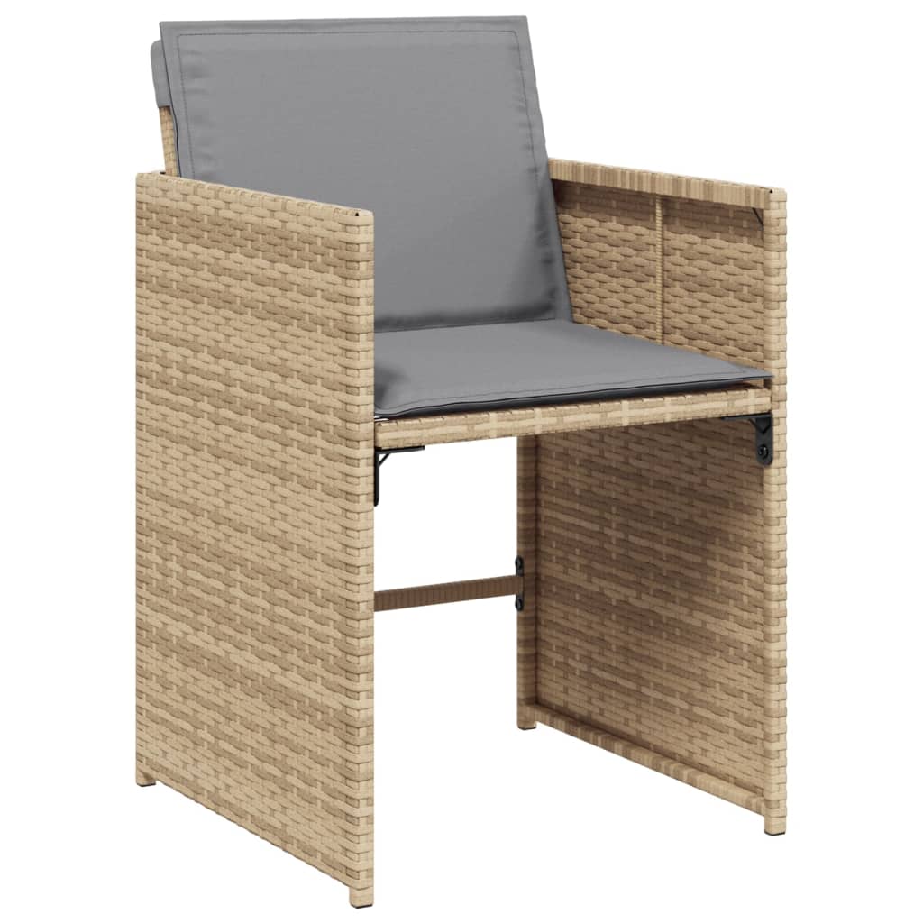 vidaXL sillones jardín con cojines 4 uds ratán sintético beige mezcla