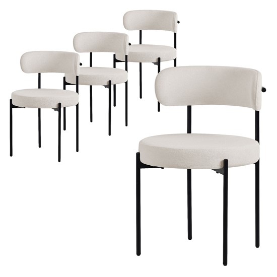 Set 4x sillas de comedor blanco de terciopelo ergonómico moderno