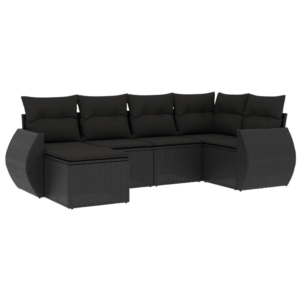 vidaXL set de sofás de jardín 6 piezas y cojines ratán sintético negro