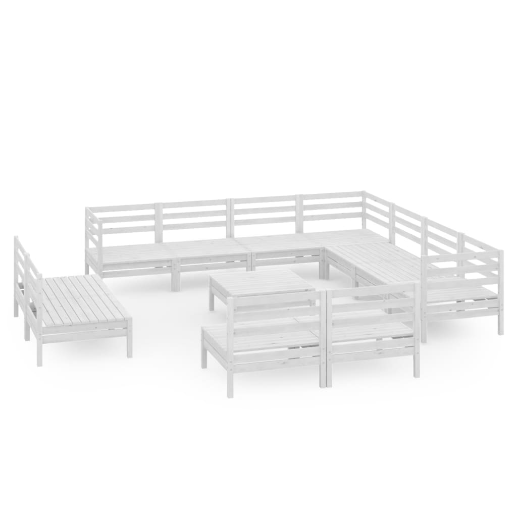vidaXL juego de muebles de jardín 12 piezas madera maciza pino blanco