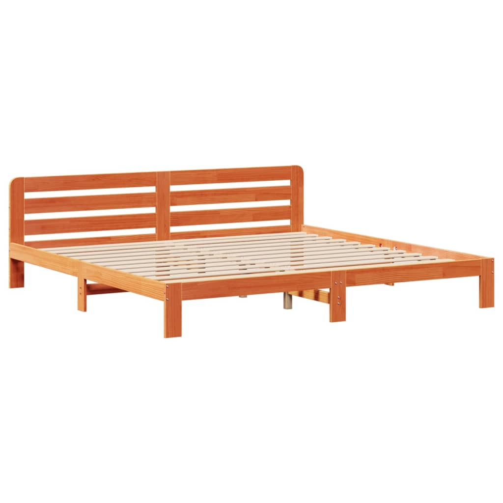 vidaXL cama sin colchón madera maciza de pino marrón cera 180x200 cm