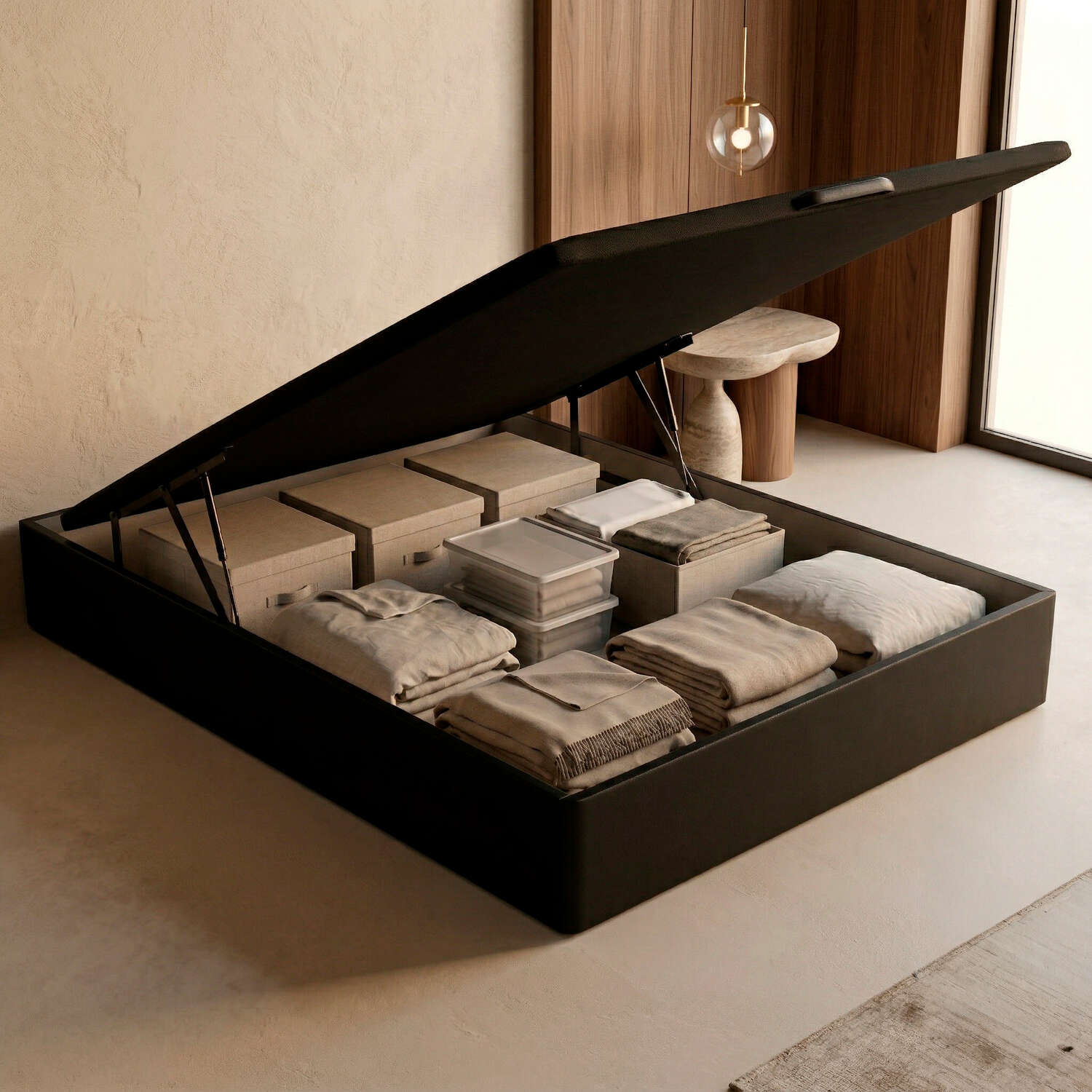 Canapé 135x182cm royal sleep space bed negro montaje incluido