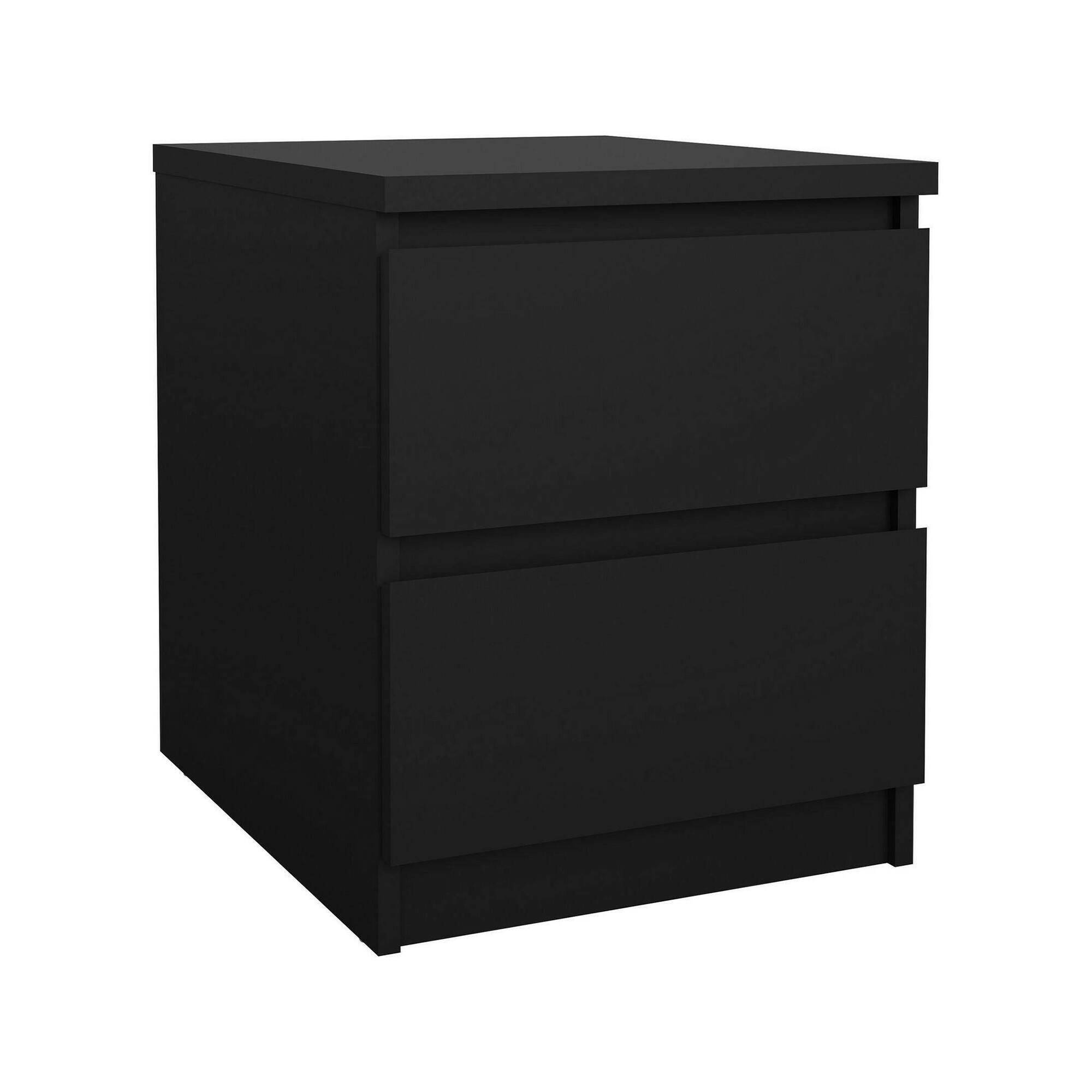 Mesita de noche daiki, 2 cajones, madera noble negra 50x40x50h cm