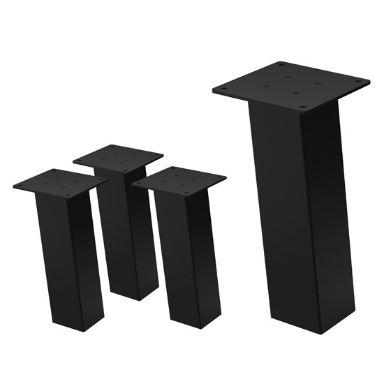 Set 4x patas de mesa 30 cm inclinadas de acero 8x8 cm negro brillante