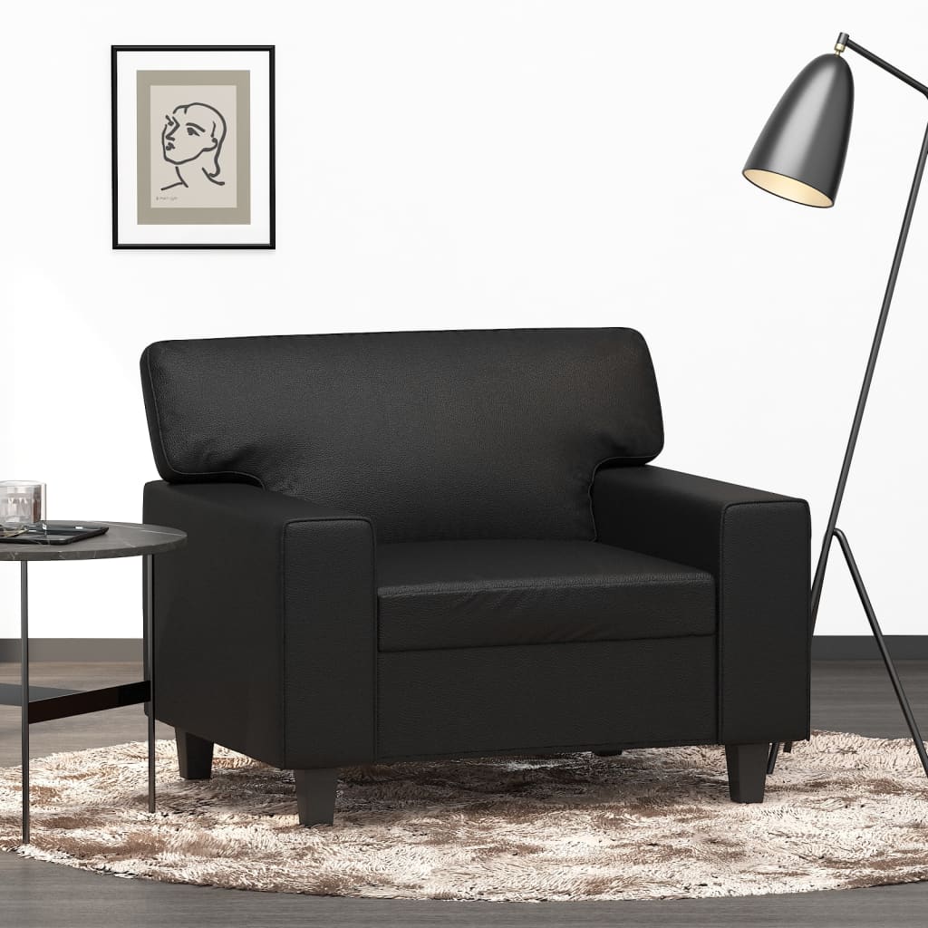 Sillón cuero sintético negro 60 cm es9813