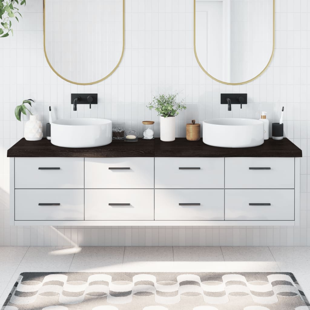 Encimera de baño madera tratada marrón oscuro 200x50x(2-6) cm eerf3952