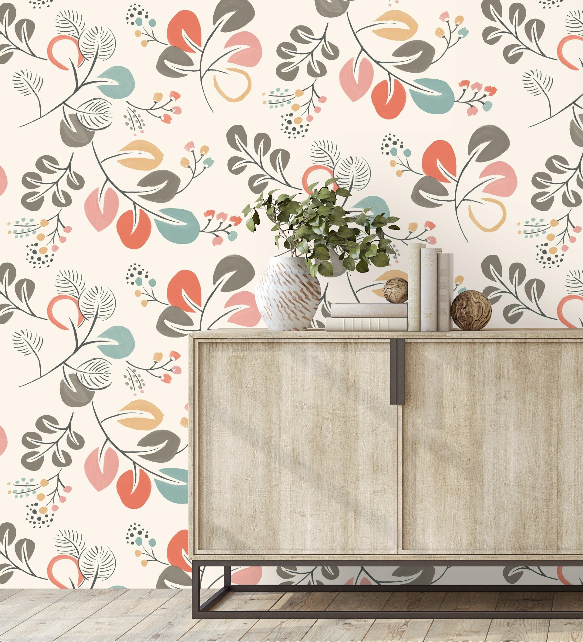 Papel pintado gaulan de hojas de estilo nórdico tonos 5.23m²